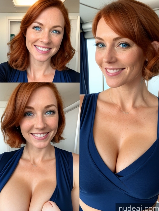 related ai porn images free for Perfect Boobs Beautiful Skinny Perfect Body Detailed Deep Blue Eyes Bobcut Flight Attendant Carry On Back Hug From Behind Happy Casual Dress Cleavage Milf 20s Irish Ginger Small Tits Abs Short