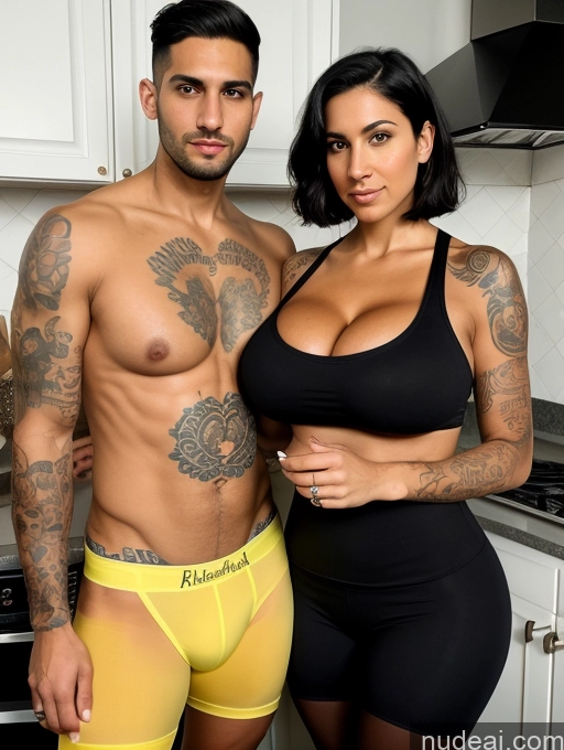 related ai porn images free for Tank Top Pantyhose Spandex Cleavage Bright Lighting Black Hair Bobcut Tall Tanned Skin Huge Boobs Tattoos 30s Jewish Close-up View Sad Serious Two Cooking Kitchen Woman + Man