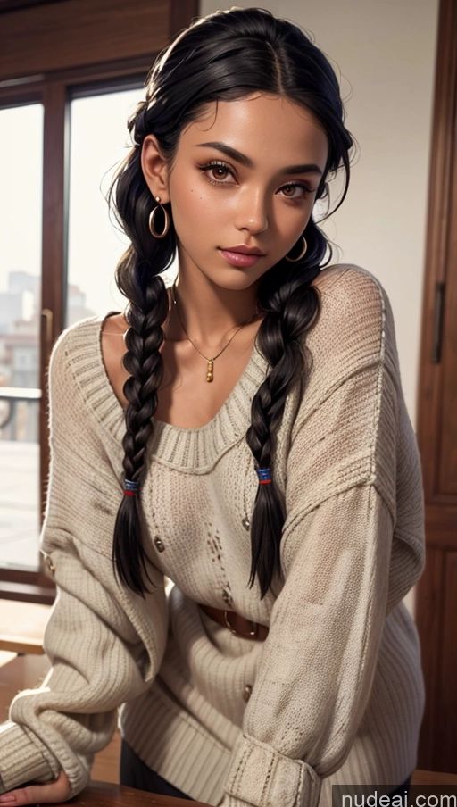 related ai porn images free for Close-up View Tanned Skin Egyptian Sweater Dress Braided Black Hair