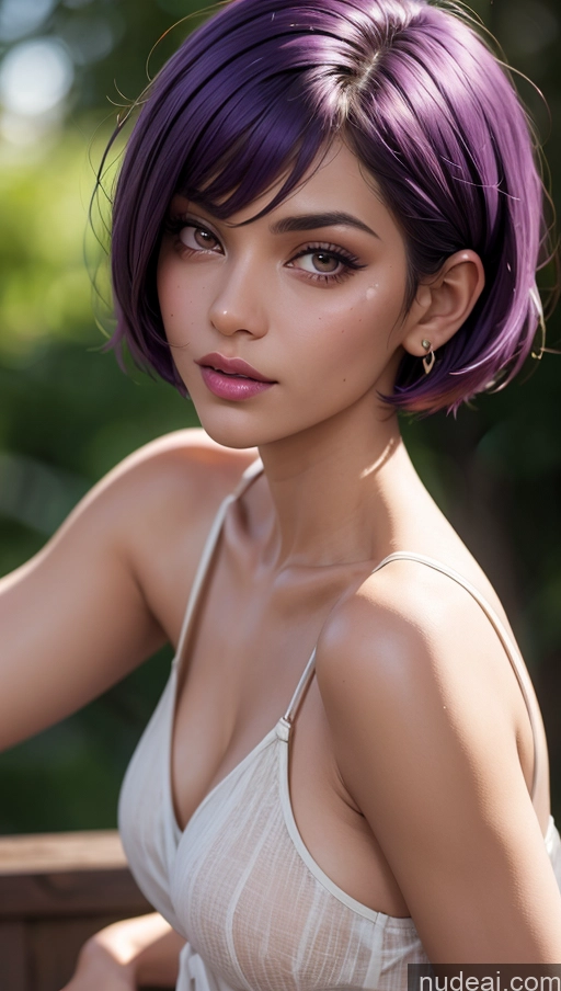 related ai porn images free for Close-up View Tanned Skin Egyptian Blouse Purple Hair Short Hair Small Tits Skinny
