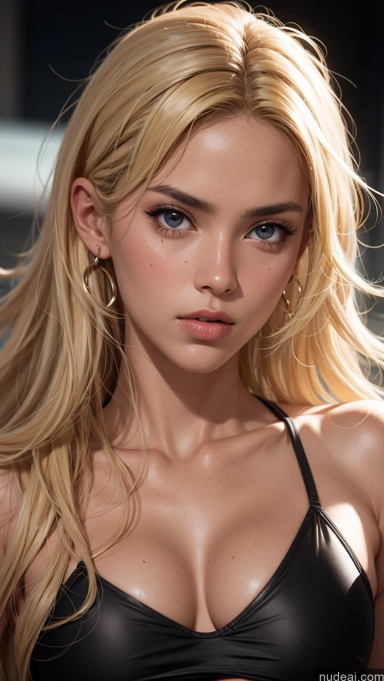related ai porn images free for Close-up View Tanned Skin Egyptian 18 Skinny Small Tits One Piece Swimsuit Blonde Long Hair Street Dark Lighting Serious Illustration