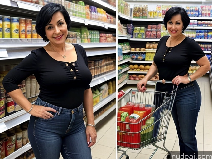 related ai porn images free for Czech Black Hair Pixie Short Busty 70s Big Hips Grocery Casual Blouse Jeans