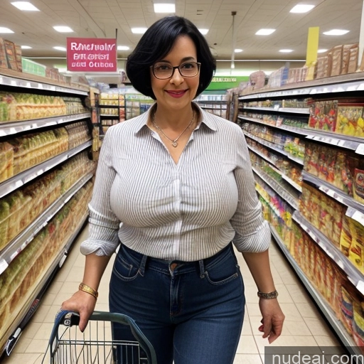 related ai porn images free for Czech Busty Big Hips Glasses Black Hair Short Hair Grocery Blouse Casual Jeans 70s
