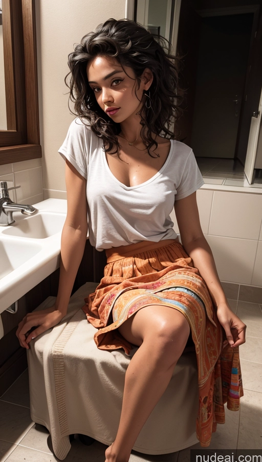 related ai porn images free for Close-up View Egyptian Tanned Skin Long Skirt Casual Spreading Legs Messy Bathroom