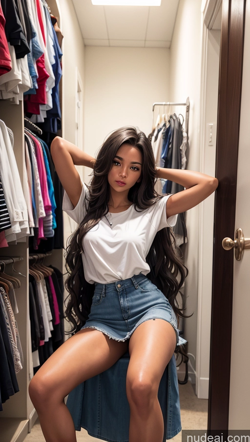 related ai porn images free for Close-up View Egyptian Tanned Skin Long Skirt Casual Spreading Legs Long Hair Changing Room
