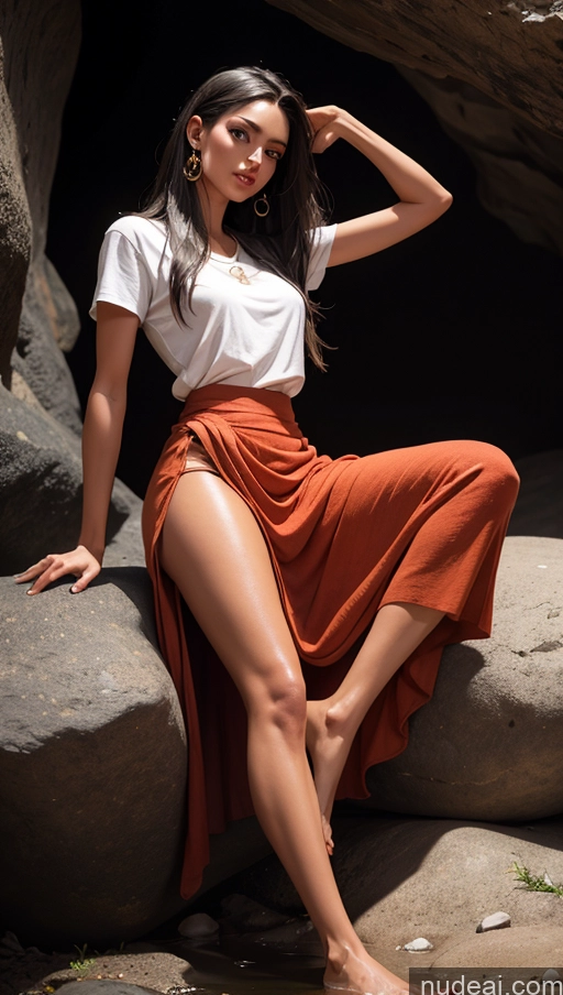 related ai porn images free for Close-up View Egyptian Tanned Skin Long Skirt Casual Spreading Legs Cave