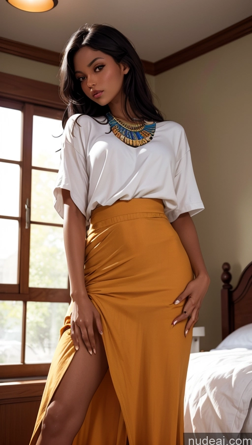 related ai porn images free for Close-up View Egyptian Tanned Skin Long Skirt Casual Bedroom Spreading Legs