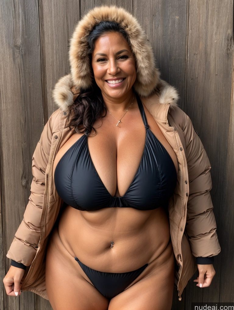 related ai porn images free for One Busty Huge Boobs Thick Tanned Skin 60s Laughing Native American Front View Microkini Thong Lumberjack Parka Halloween