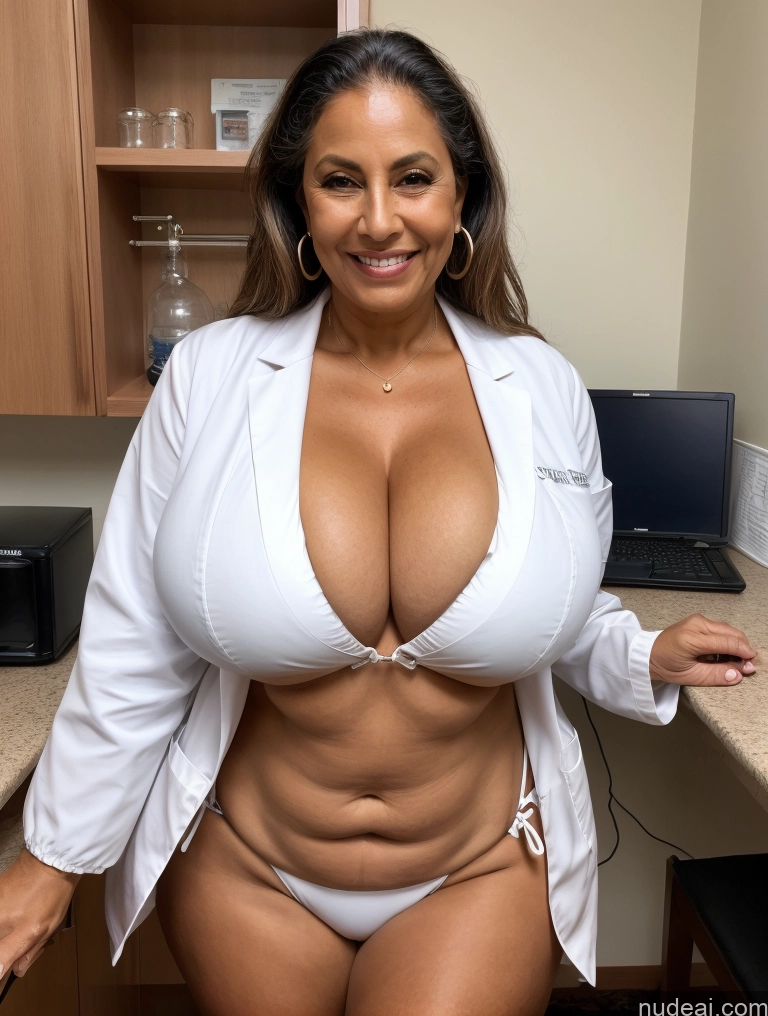 related ai porn images free for One Busty Huge Boobs Thick Tanned Skin Laughing Front View Microkini Thong Brazilian 70s Lab Coat Professor