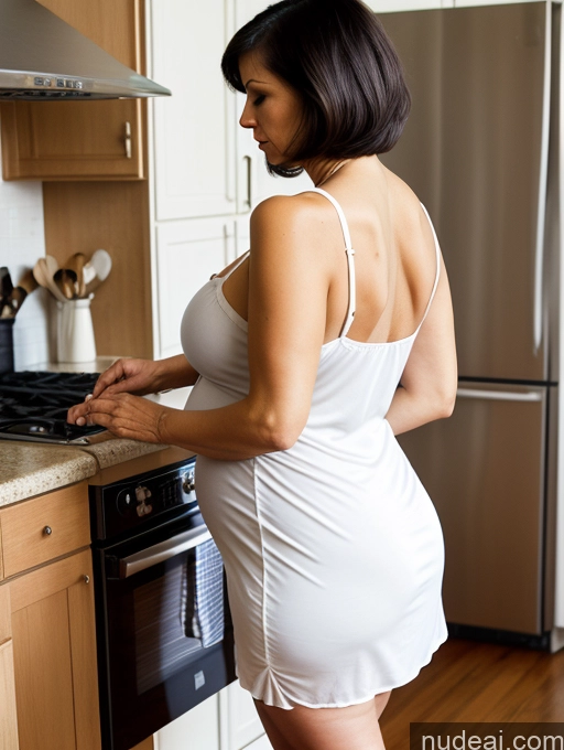 related ai porn images free for Milf One Huge Boobs Pregnant Short 50s Serious Short Hair White Kitchen Nightgown Stockings Black Hair Big Hips Side View Bending Over