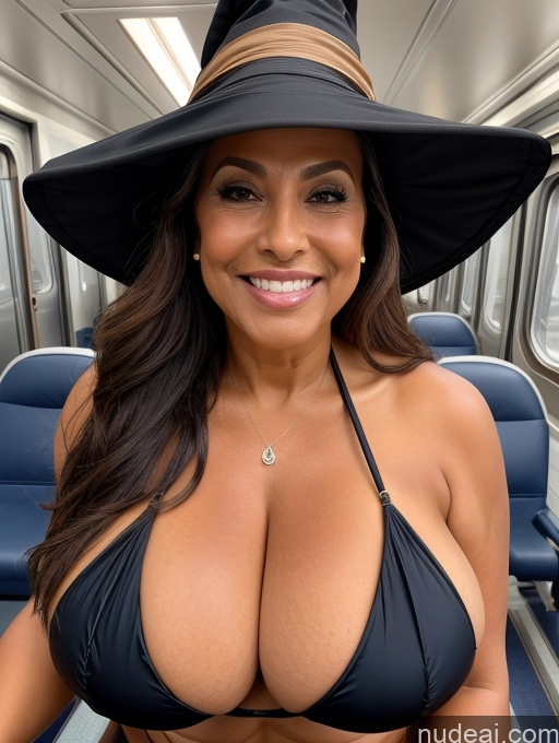 related ai porn images free for One Busty Huge Boobs Thick Tanned Skin Laughing Front View Microkini Thong 70s Latina Witch Hat Jacket Train