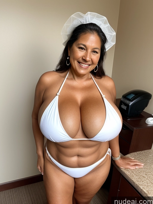 related ai porn images free for One Busty Huge Boobs Thick Tanned Skin Laughing Front View Microkini Thong Native American 70s Maid
