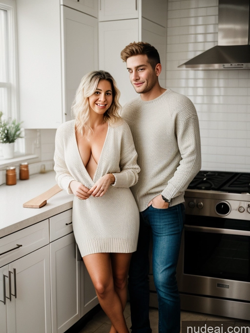 related ai porn images free for Woman + Man Two Small Tits Thick Fairer Skin 30s Blonde Messy White Film Photo Kitchen Dress Sweater Cleavage Dark Lighting Detailed Full Frontal