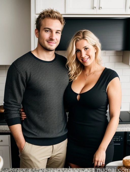 related ai porn images free for Woman + Man Two Small Tits Chubby Fairer Skin 30s Blonde Messy White Film Photo Kitchen Dress Sweater Cleavage Dark Lighting Detailed