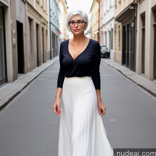 related ai porn images free for 70s Czech White Hair Pixie Serious Sexy Face Busty Glasses Skinny Casual Street Long Skirt