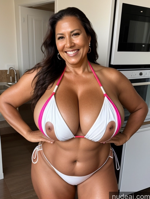 related ai porn images free for One Busty Huge Boobs Thick Tanned Skin Front View Microkini Thong Maid Laughing Native American 60s