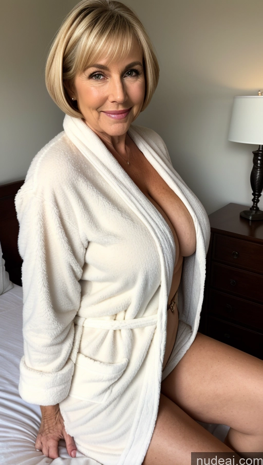 related ai porn images free for Busty Perfect Boobs Beautiful Big Hips Thick Perfect Body Short Hair Blonde White Milf Bedroom Front View Bathrobe 70s