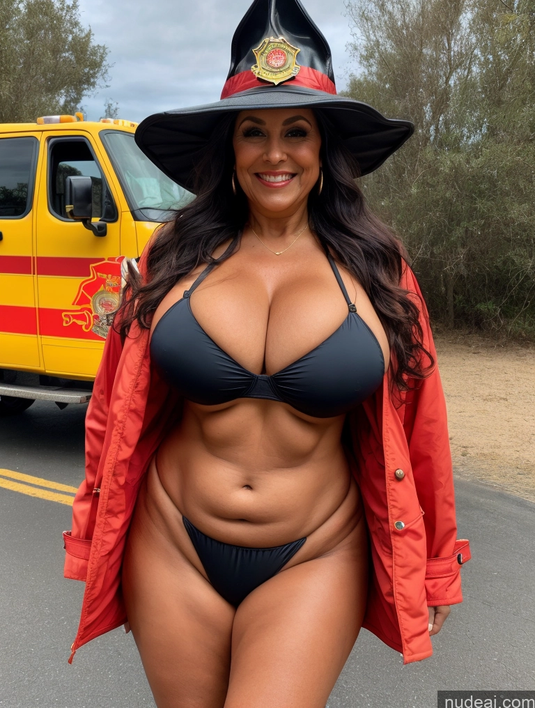 related ai porn images free for One Busty Huge Boobs Thick Tanned Skin Laughing Front View Microkini Thong Latina 70s Hat Jacket Firefighter Witch