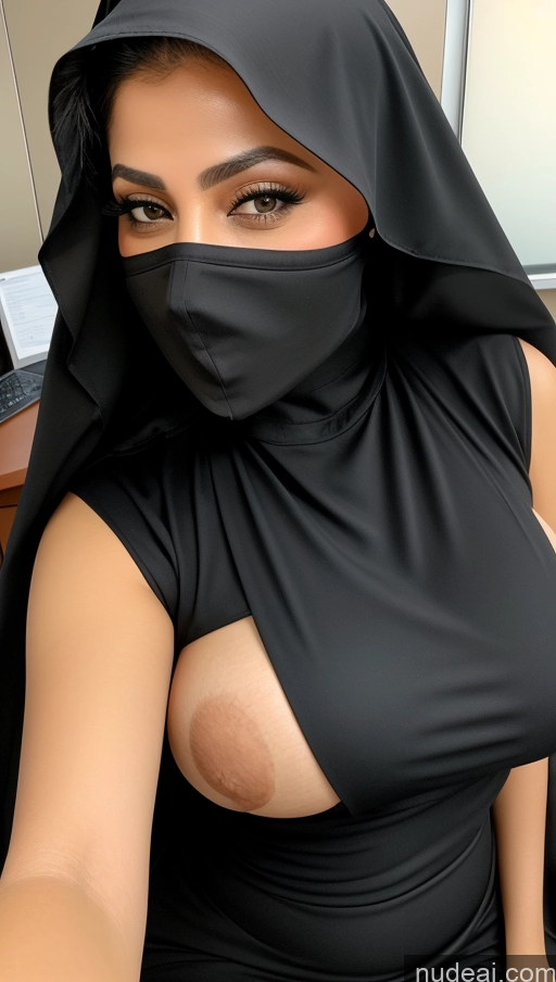 related ai porn images free for Busty Perfect Boobs Beautiful Big Hips Thick Perfect Body 40s Arabic Front View Seductive Happy Office Secretary Niqab