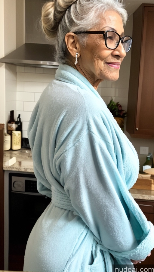 related ai porn images free for Trans Girl With Erect Penis Dark Skin Muscular Abs Hair Tied Up Milf Bathrobe Pubic Hair 80s Kitchen Glasses Side View