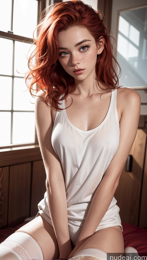 related ai porn images free for Close-up View Irish Ginger Pajamas Tank Top Messy Thigh Socks 18 Small Tits Skinny