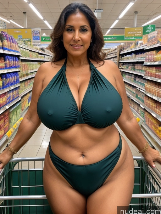 related ai porn images free for Milf One Busty Huge Boobs Thick Tanned Skin 80s Indian Grocery Microkini Thong Front View