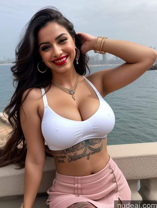 related ai porn images free for Busty Beautiful Lipstick Tattoos Happy Mumbai Crop Top Mini Skirt Detailed Jewelry Long Hair