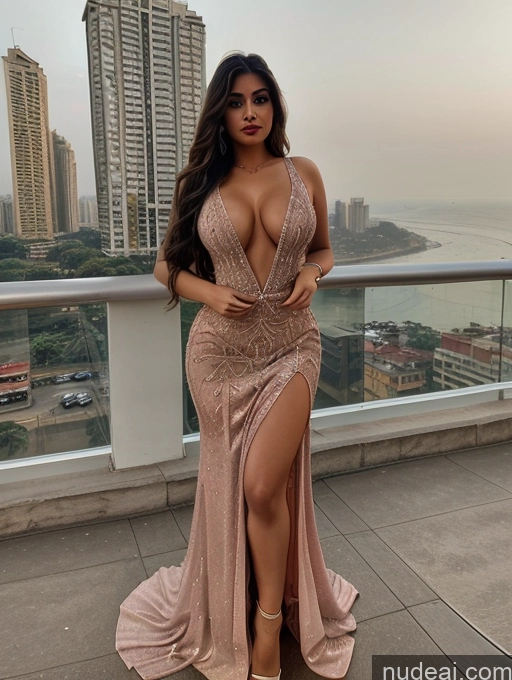 related ai porn images free for Woman Busty Beautiful Lipstick Long Hair Indian Mumbai Detailed Full Frontal Deep V-Neck Dress