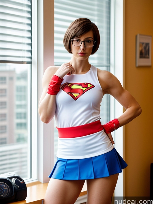 related ai porn images free for Athlete Abs Skinny Muscular Glasses Short Fairer Skin 18 Serious Brunette Short Hair British Bedroom Superhero Secretary Cosplay Mini Skirt