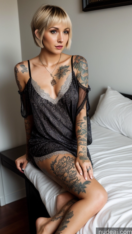 related ai porn images free for Woman One Beautiful Soft + Warm Jewelry Dark Lighting German Tattoos Blonde Small Tits Long Legs Short Nightgown Short Hair 20s