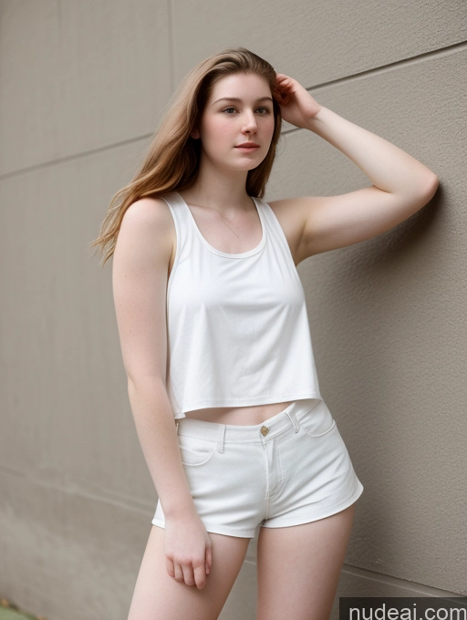 related ai porn images free for Fairer Skin 18 Thick Small Tits Tank Top Short Shorts Side View