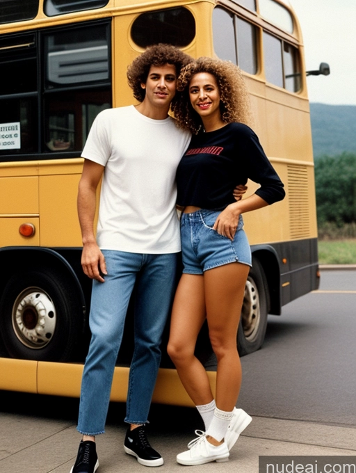 related ai porn images free for Woman + Man Two 50s Curly Hair Italian Bus Front View Spreading Legs 90s Shirt Jeans High Socks High Heels