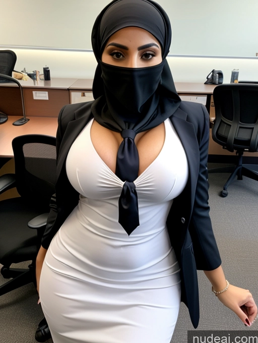 related ai porn images free for Busty Perfect Boobs Beautiful Perfect Body Seductive Arabic Front View Office 30s Niqab Teacher Tie Suit