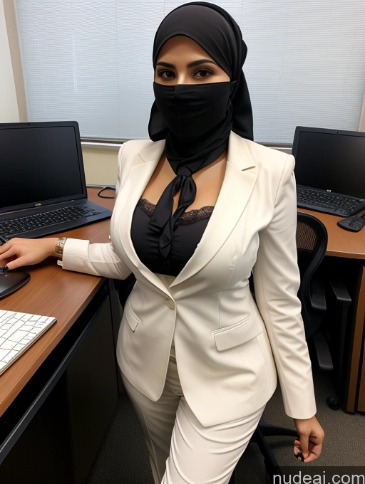 related ai porn images free for Busty Perfect Boobs Beautiful Perfect Body Seductive Arabic Front View Office 30s Niqab Teacher Tie Suit