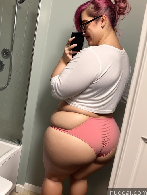 related ai porn images free for Woman Busty Huge Boobs Beautiful Glasses Lipstick Big Ass Thick Chubby Fat Big Hips Short Laughing Pink Hair Latina Hip Hop Bathroom Mirror Selfie