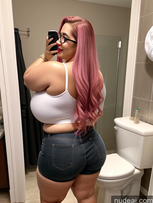 related ai porn images free for Busty Huge Boobs Beautiful Glasses Lipstick Big Ass Thick Chubby Fat Big Hips Short Laughing Pink Hair Latina Hip Hop Bathroom Mirror Selfie Model