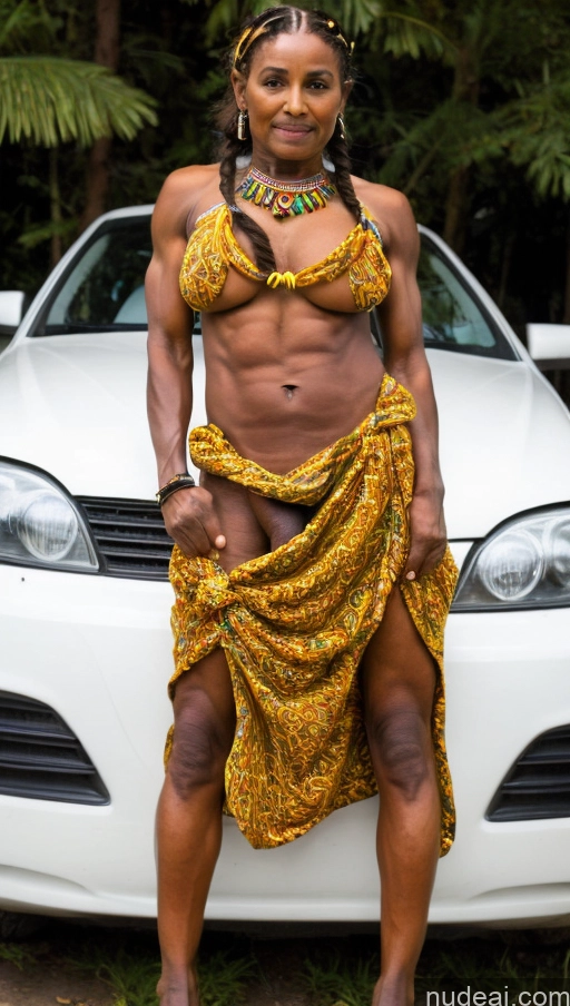 related ai porn images free for Abs Muscular Dark Skin Milf Trans Girl With Erect Penis Braided Detailed Pubic Hair Traditional Tribal Ethiopian 60s BackViewCarPose