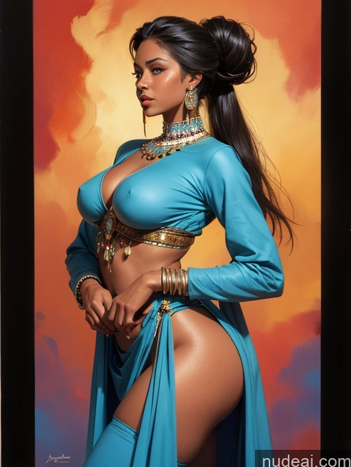 related ai porn images free for Tanned Skin Tanned Skin Egyptian Filipina Native American Illustration Watercolor Traditional Discworld Art By Boris Vallejo Boris Vallejo Art Style Impasto, Wlop POV Focus Sex Long Hair Straight Hair Bun Indian Topless Woman Breasts Tall Big Hips Detailed Dark Skin Small Tits