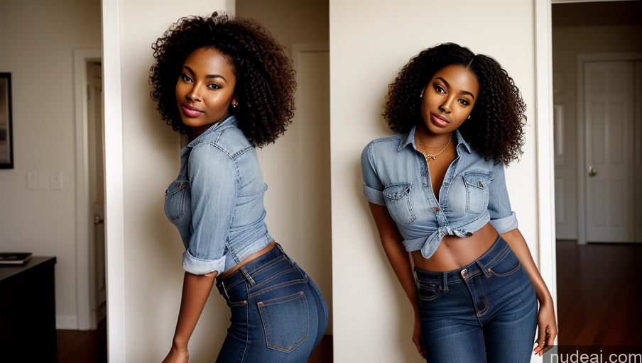 related ai porn images free for Woman One Small Tits Small Ass Busty Beautiful Dark Skin 20s Sexy Face Curly Hair African Film Photo Front View Jeans Shirt