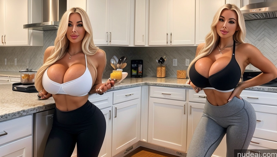 related ai porn images free for Bimbo Huge Boobs Kitchen Two Yoga Pants