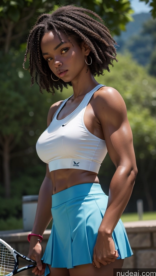 related ai porn images free for Athlete Busty Muscular Perfect Body Dark Skin 20s Seductive Serious Short Hair Black Discworld Micro Skirt Sports Tennis Tank Top Detailed