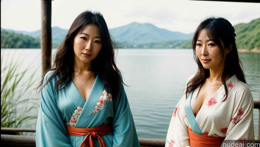 related ai porn images free for One Sexy Face Film Photo Front View Bright Lighting Woman Messy Japanese Lake Kimono 30s