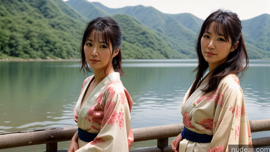 related ai porn images free for One Sexy Face Film Photo Front View Bright Lighting Woman Messy Japanese Lake Kimono 30s