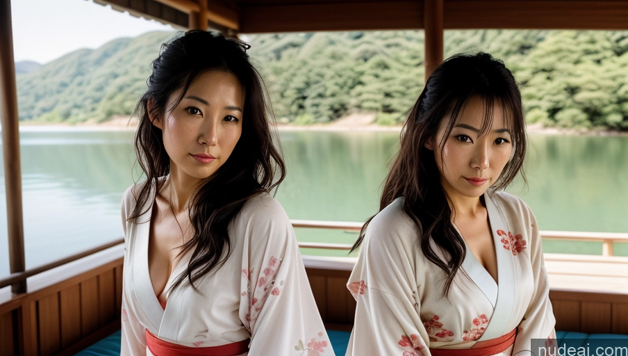 related ai porn images free for One Sexy Face Film Photo Front View Bright Lighting Woman Messy Japanese Lake Kimono 30s