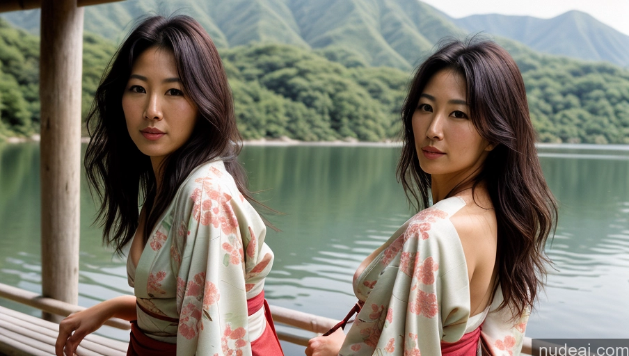 related ai porn images free for One Sexy Face Film Photo Front View Bright Lighting Woman Messy Japanese Lake Kimono 30s