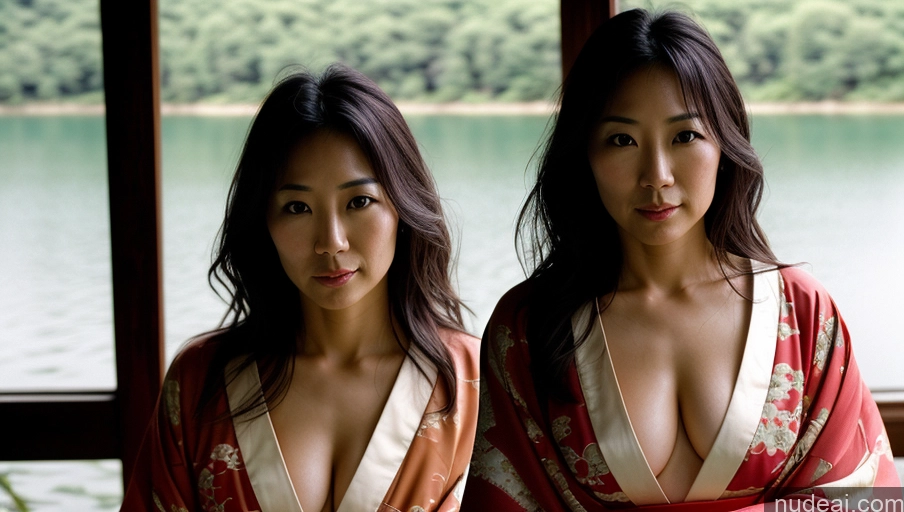 related ai porn images free for One Sexy Face Film Photo Front View Woman Messy Japanese Lake Kimono 30s Dark Lighting