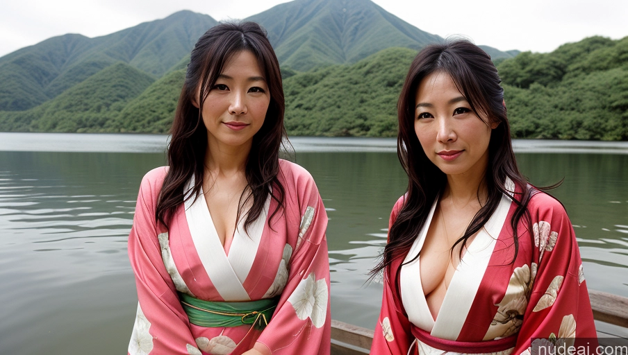 related ai porn images free for Sexy Face Front View Messy Japanese Lake Kimono 30s Soft + Warm One Woman
