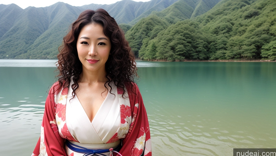 related ai porn images free for Sexy Face Front View Japanese Lake Kimono 30s Soft + Warm One Woman Curly Hair