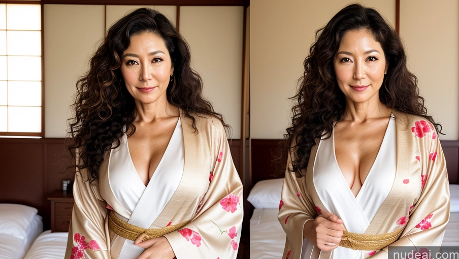 related ai porn images free for One Sexy Face Curly Hair Warm Anime Front View Woman Bedroom Perfect Body Japanese Kimono 50s