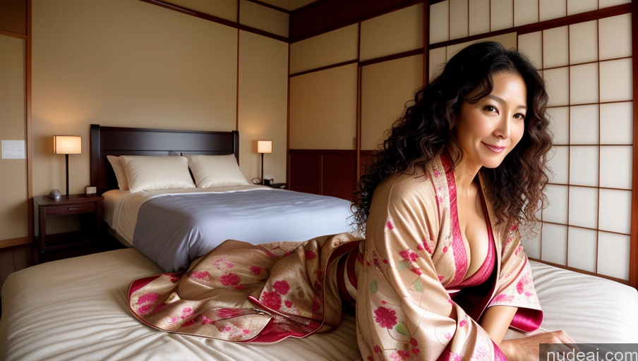 related ai porn images free for One Sexy Face Curly Hair Warm Anime Front View Woman Bedroom Perfect Body Japanese Kimono 50s